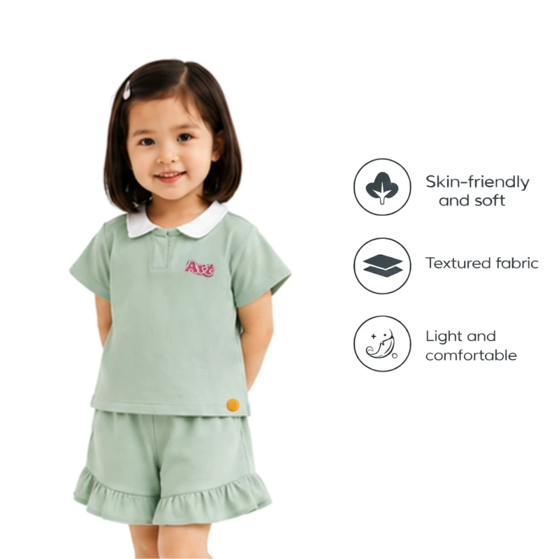 Setelan Anak Perempuan Sage Motif Art
