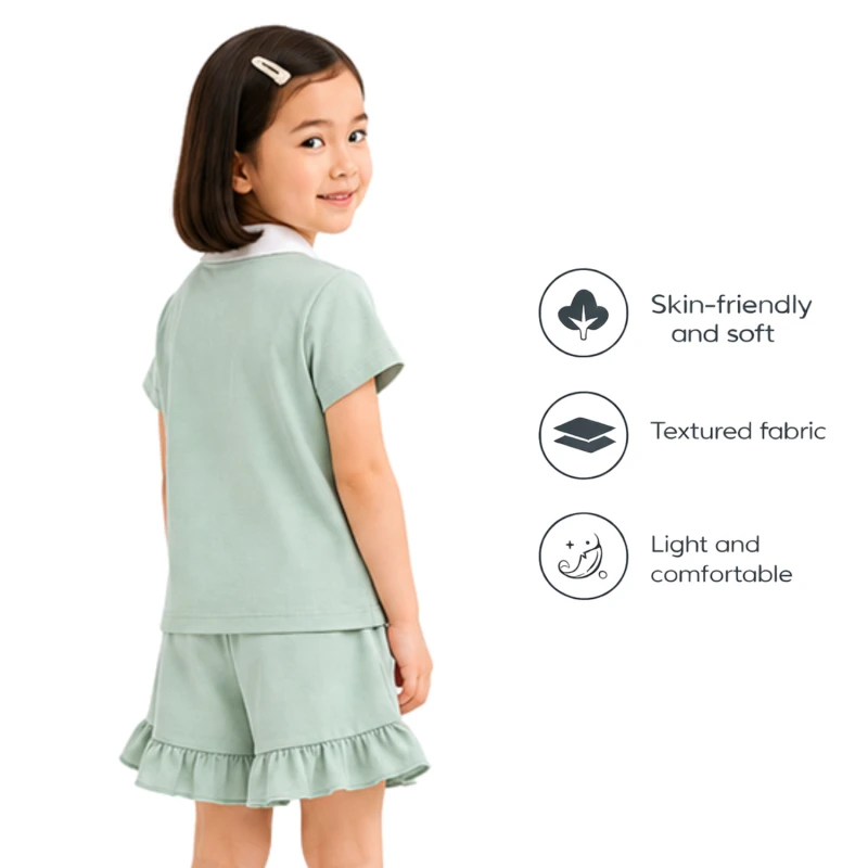 Setelan Anak Perempuan Sage Motif Summer 