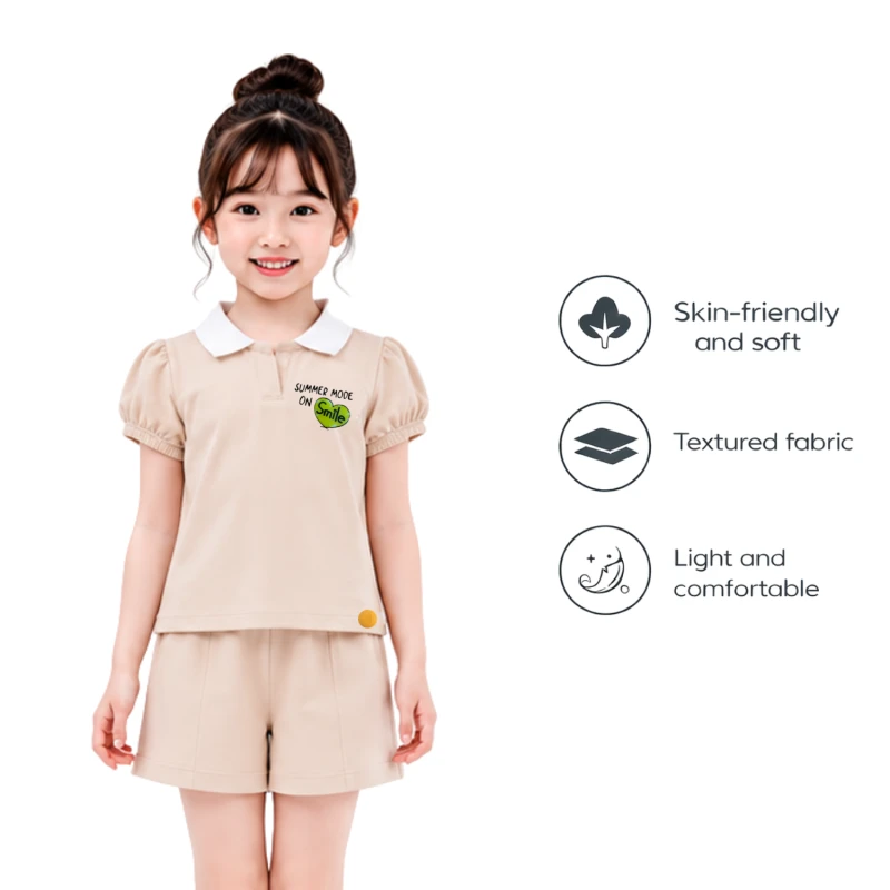 Setelan Anak Perempuan Cream Summer Mode 3004