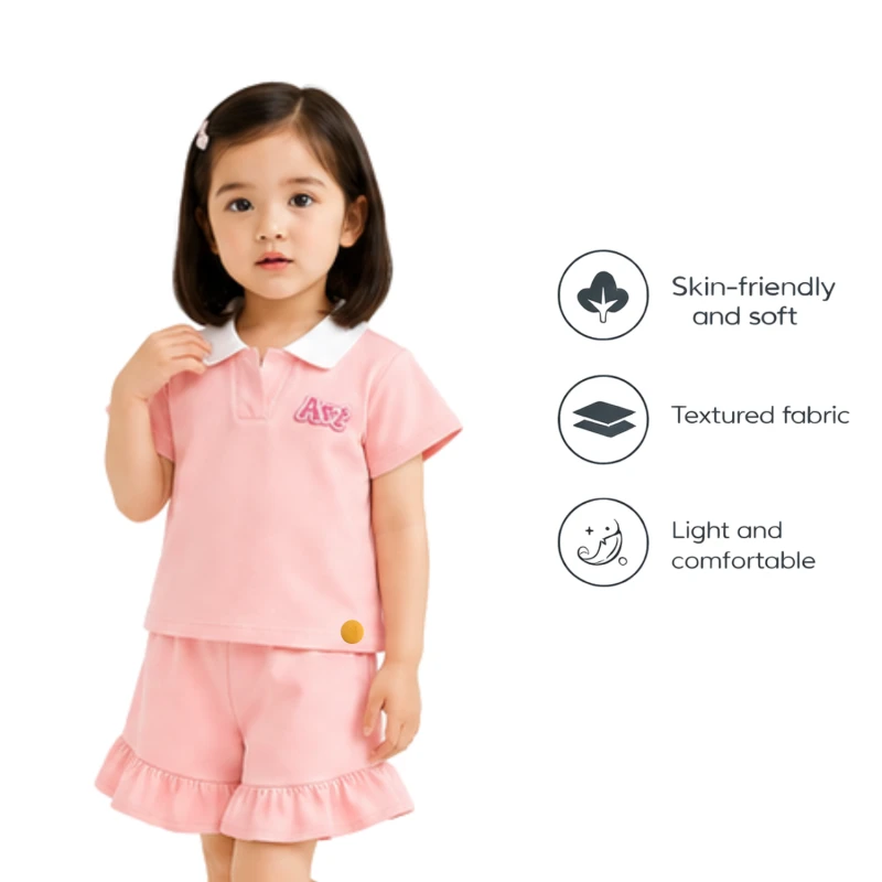 Setelan Anak Perempuan Peach Motif Art