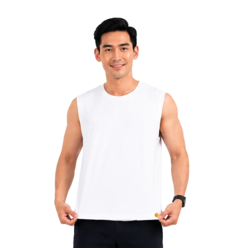 Atasan Tanpa Lengan Singlet White Top Polycot Premium 9006