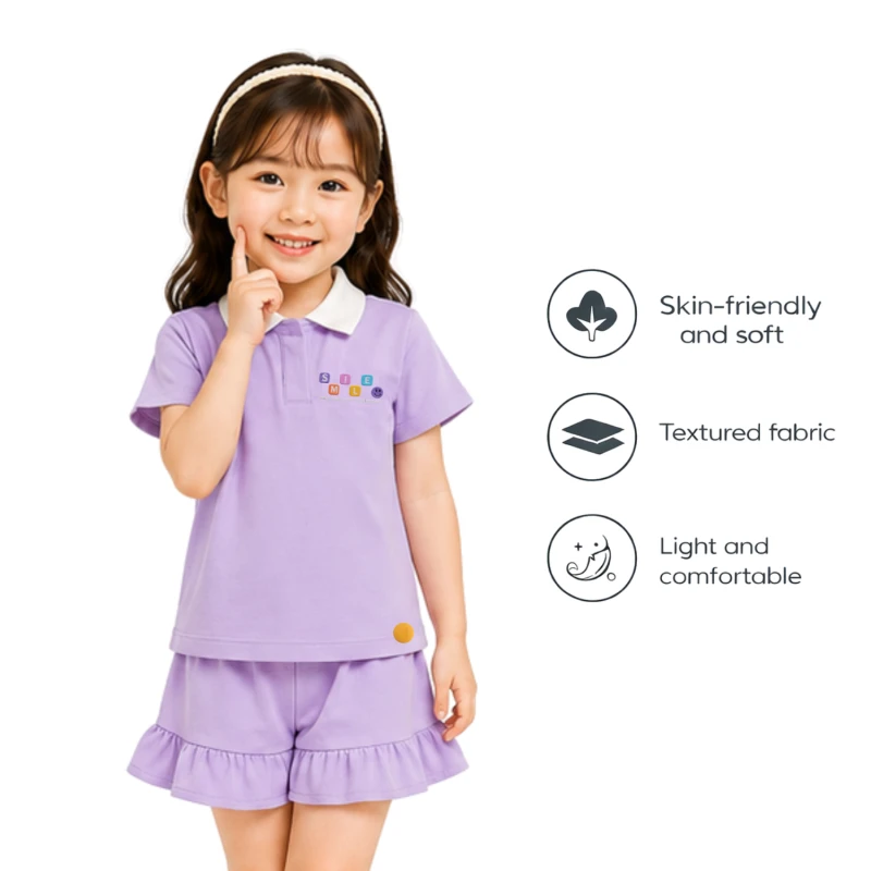 Setelan Anak Perempuan Lilac Motif Smile