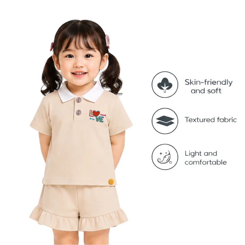 Setelan Anak Perempuan Cream Love Need 3005