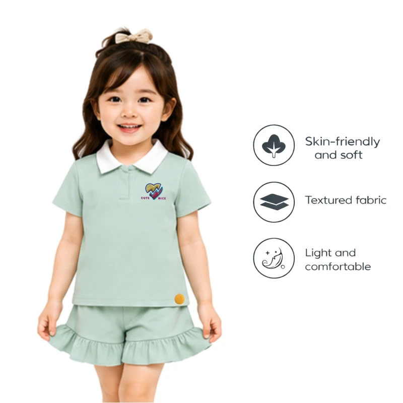 Setelan Anak Perempuan Sage Motif Cute