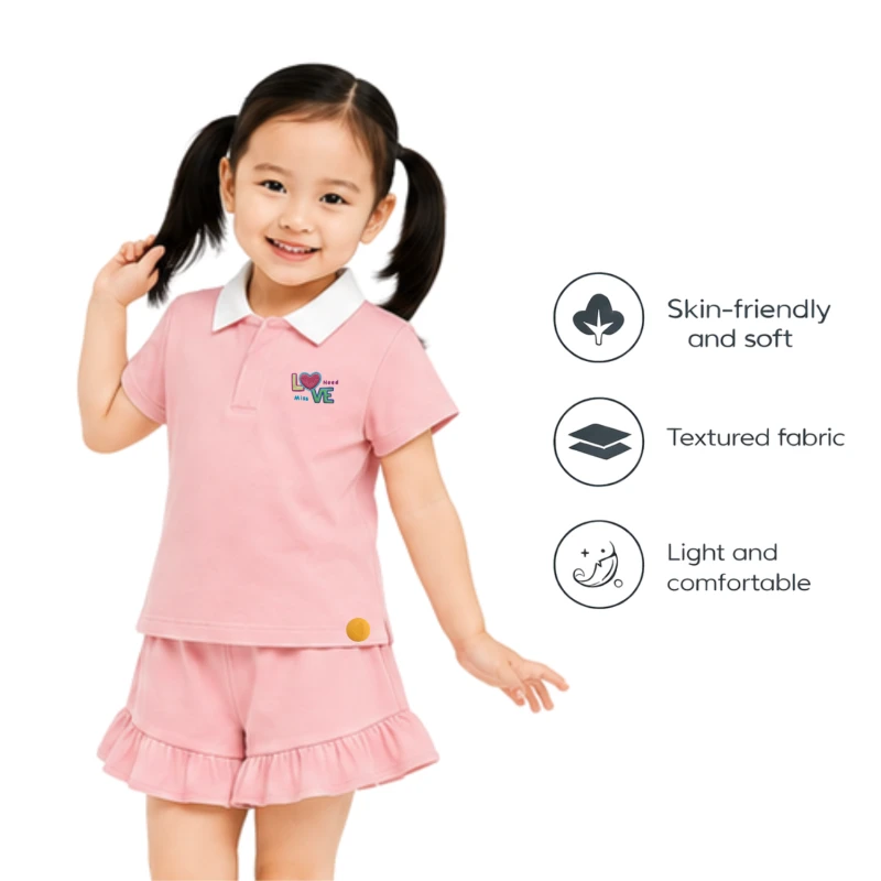 Setelan Anak Perempuan Peach Motif Love Need