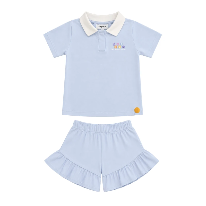 Setelan Anak Perempuan Biru Muda Motif Smile