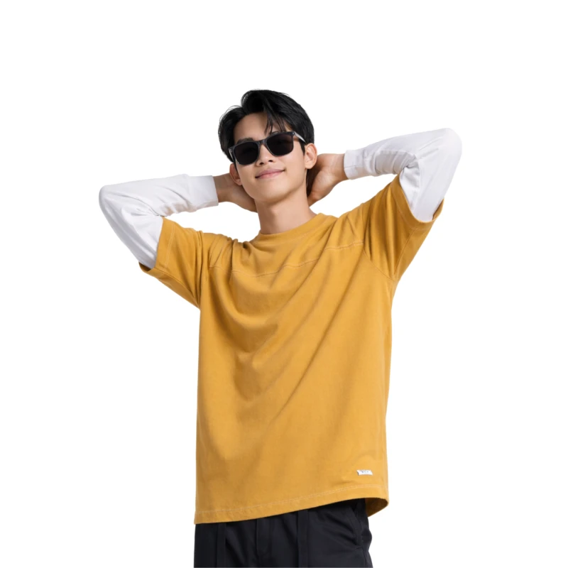 Long Sleeve Waffle Mustard - Cream