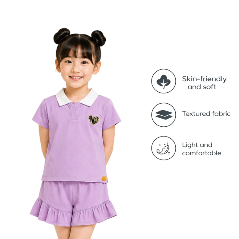 Setelan Anak Perempuan Lilac Motif Angle