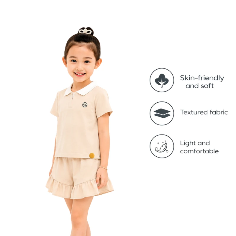 Setelan Anak Perempuan Cream Emoji