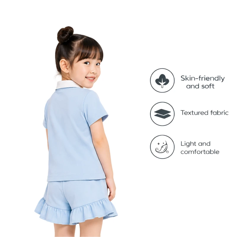 Setelan Anak Perempuan Biru Muda Motif End Your Game