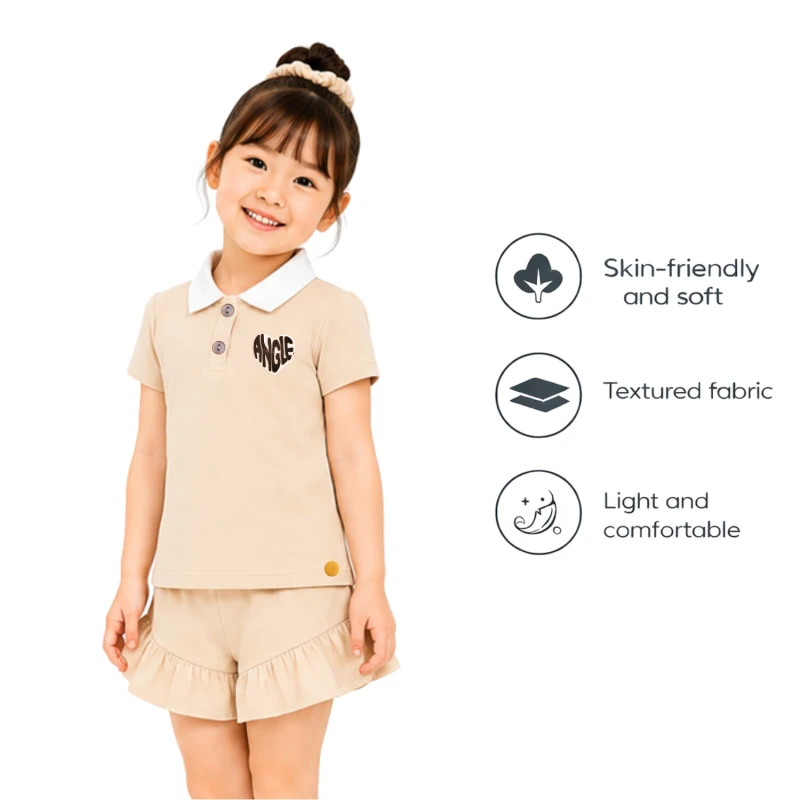 Setelan Anak Perempuan Cream Angle 3005