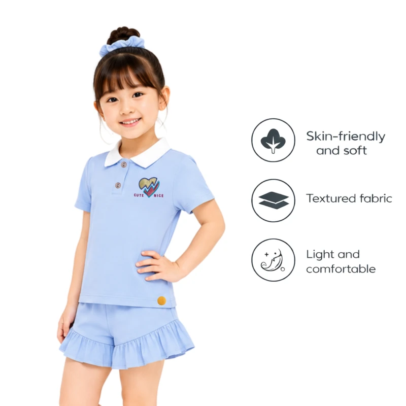 Setelan Anak Perempuan Biru Muda Cute Nice 3005