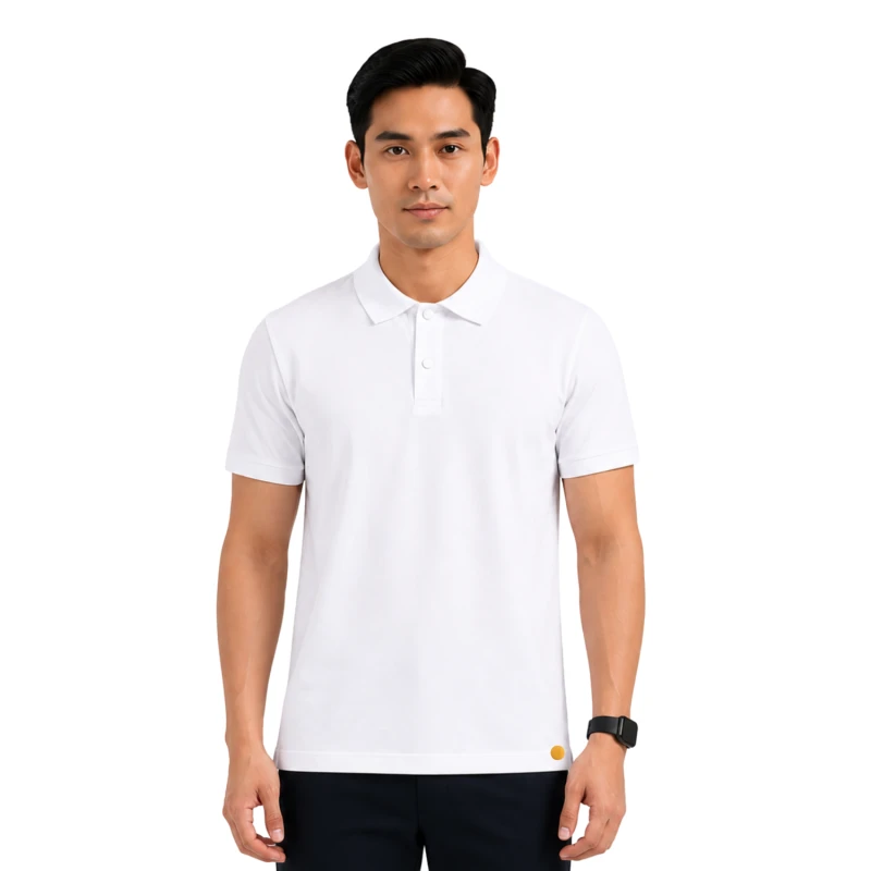 Polo Pria Shirt White Casual 9002