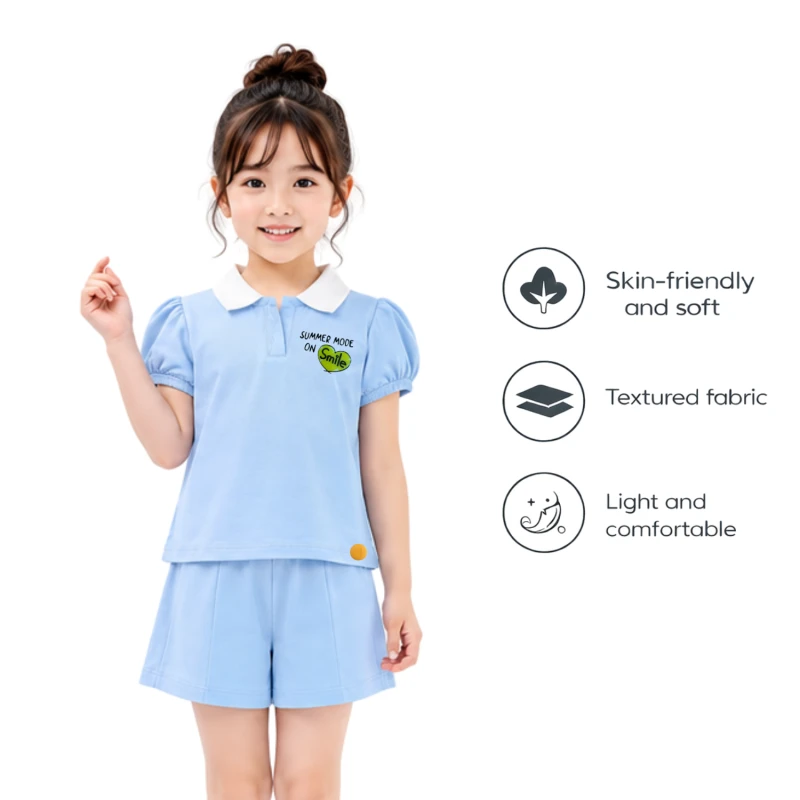 Setelan Anak Perempuan Biru Muda Summer Mode 3004