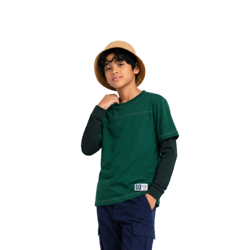 Long Sleeve Waffle Hijau - Hijau Botol