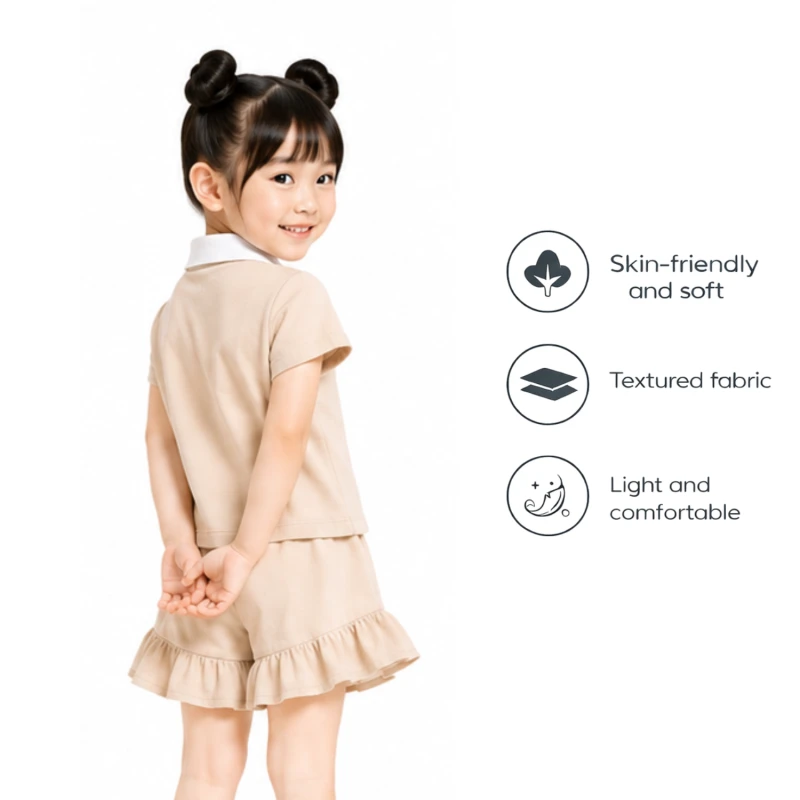 Setelan Anak Perempuan Cream Motif Angle