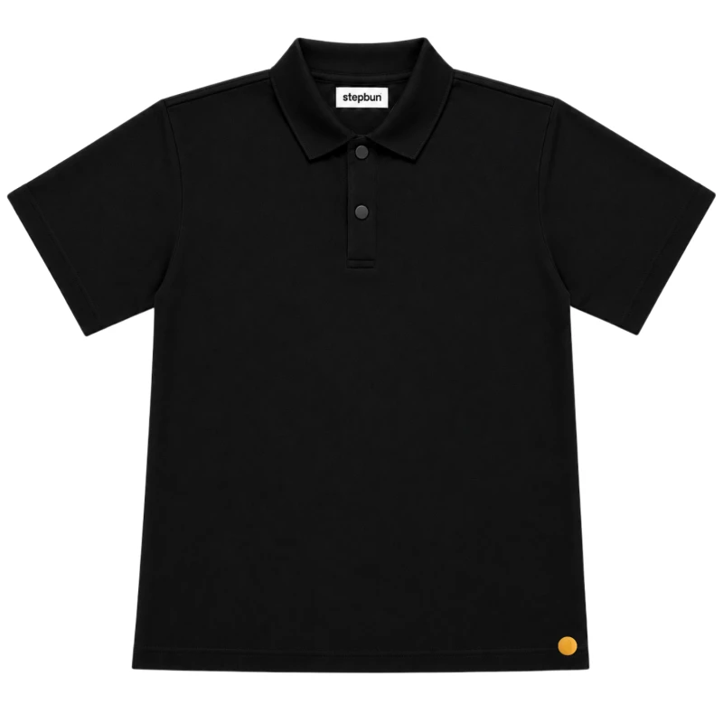 Polo Pria Shirt Black Casual 9002