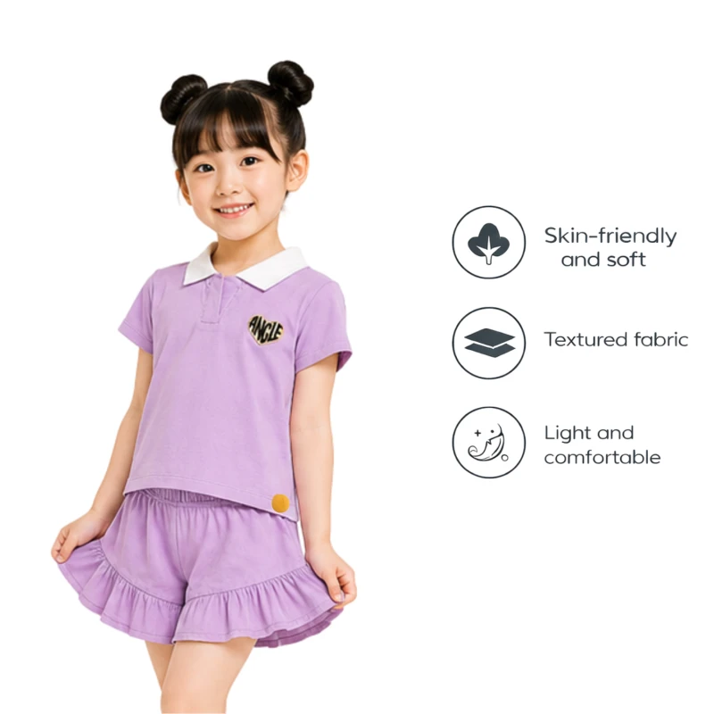Setelan Anak Perempuan Lilac Motif Angle