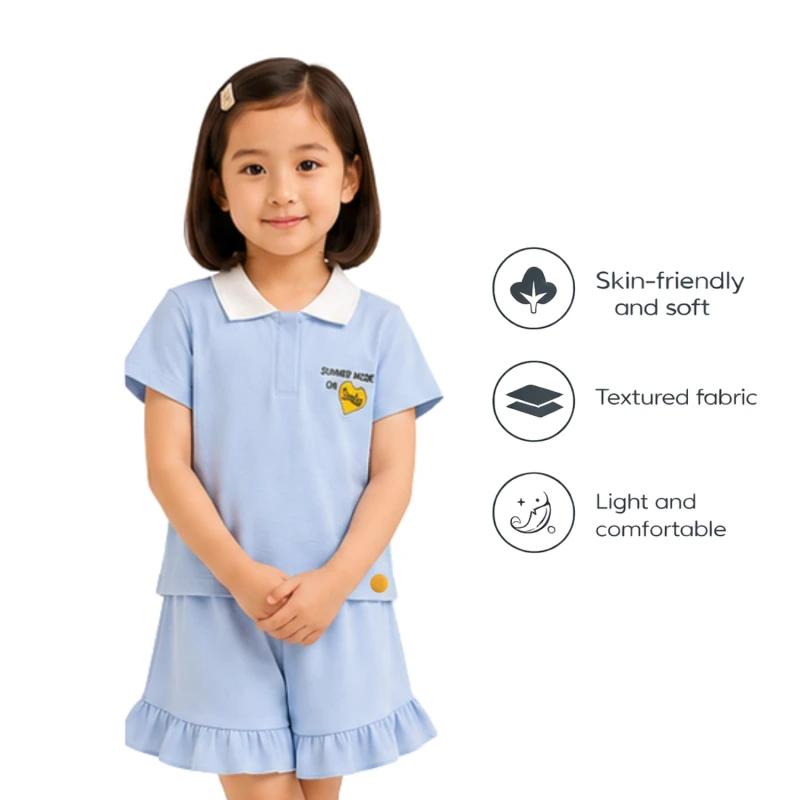 Setelan Anak Perempuan Biru Muda Motif Summer 