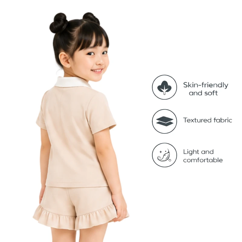 Setelan Anak Perempuan Cream Motif Paris 