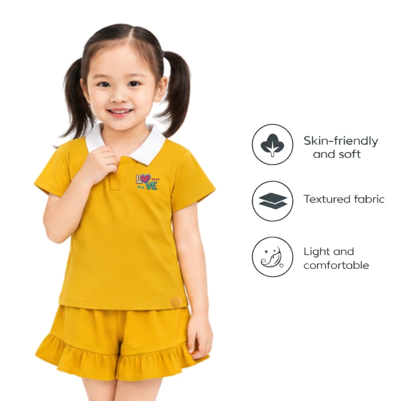 Setelan Anak Perempuan Yellow Motif Love Need