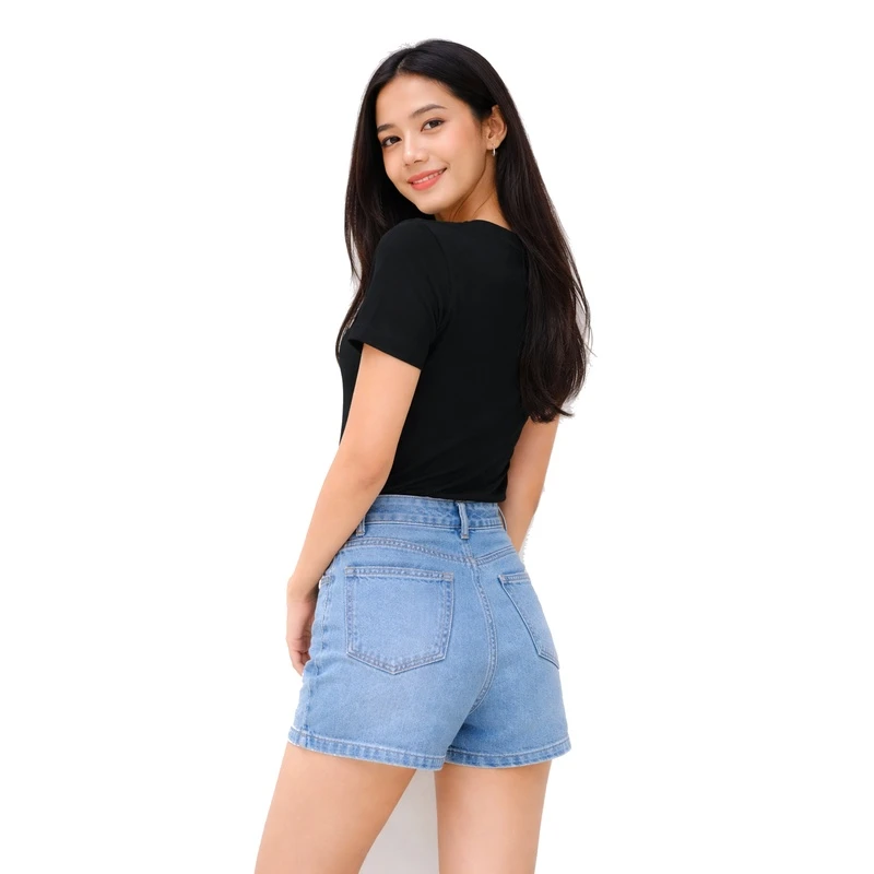 Kaos Wanita Polos Hitam Lengan Pendek Babyterry
