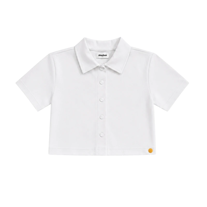 Polo Wanita Croptop White 6001