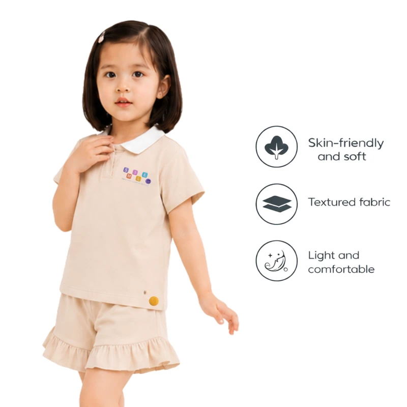 Setelan Anak Perempuan Cream Motif Smile