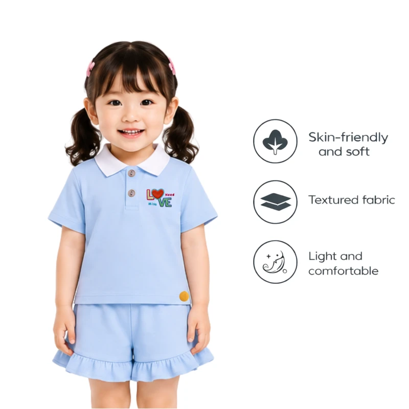 Setelan Anak Perempuan Biru Muda Love Need 3005