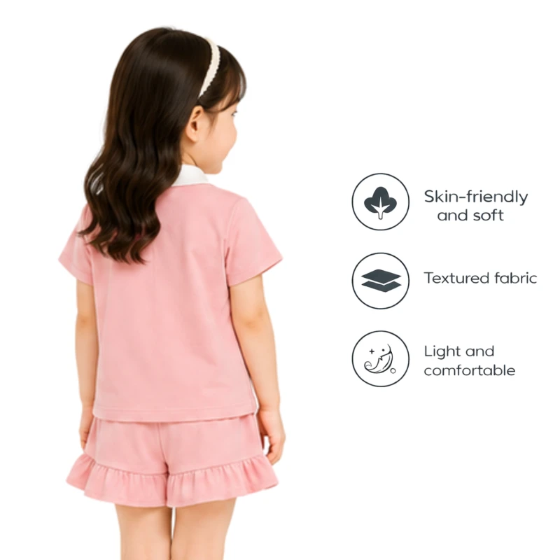 Setelan Anak Perempuan Peach Motif Smile