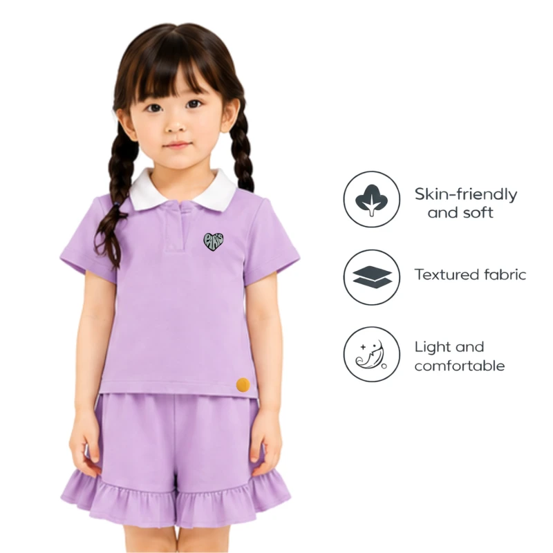 Setelan Anak Perempuan Lilac Motif Paris 
