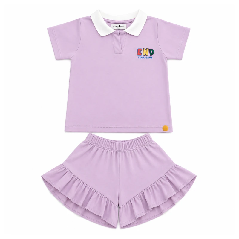 Setelan Anak Perempuan Lilac Motif End Your Game
