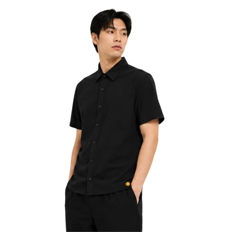 Polo Pria Shirt Black Casual 9001