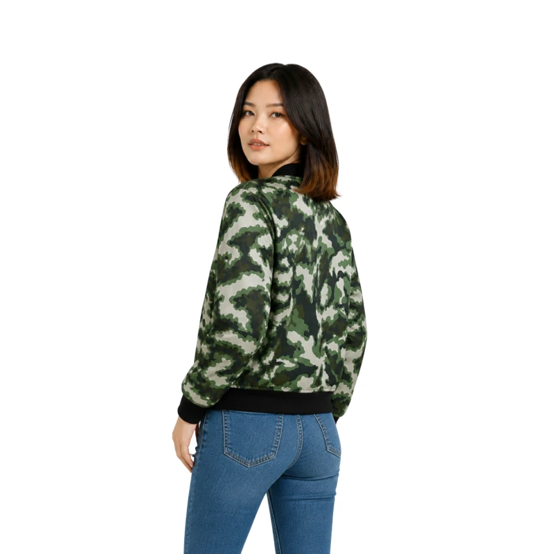 Bomber Wanita Casual Army Look Hijau