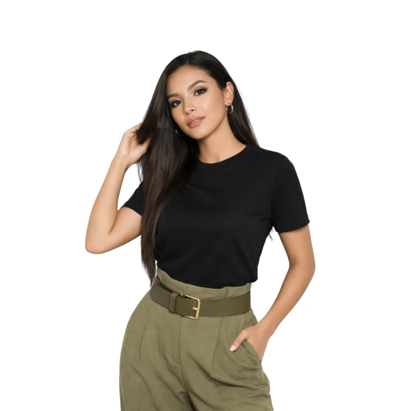 Kaos Wanita Polos Hitam Lengan Pendek