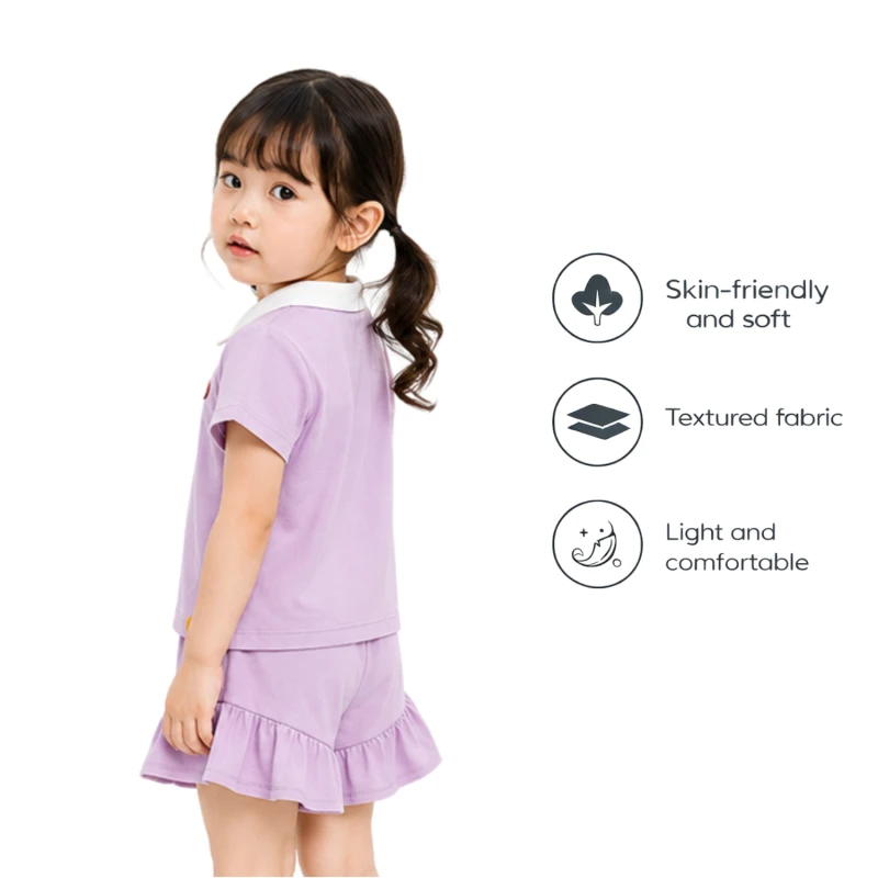 Setelan Anak Perempuan Lilac Motif Happy