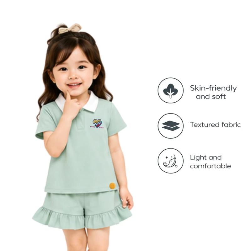Setelan Anak Perempuan Sage Motif Cute
