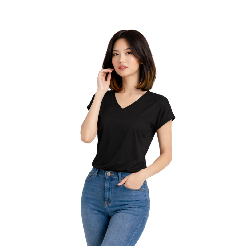Atasan Wanita V-Neck Hitam