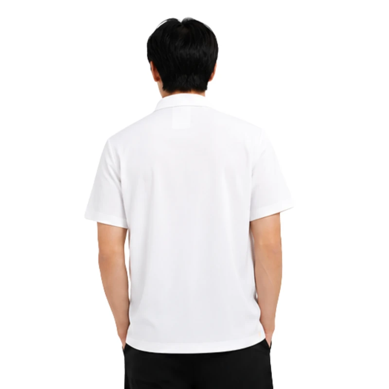 Polo Pria Zipper White Casual 9005