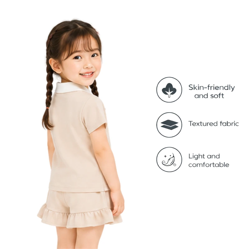 Setelan Anak Perempuan Cream Motif Love Need