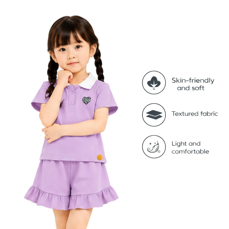 Setelan Anak Perempuan Lilac Motif Paris 