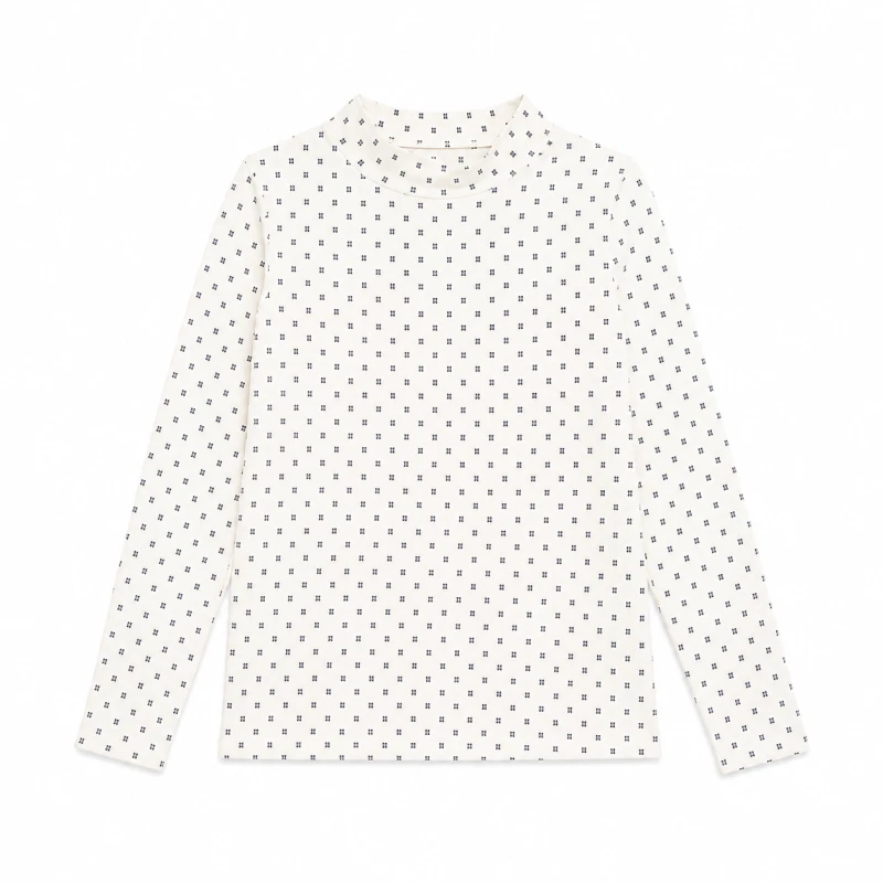 Mockneck Top Wanita Clean Polkadot