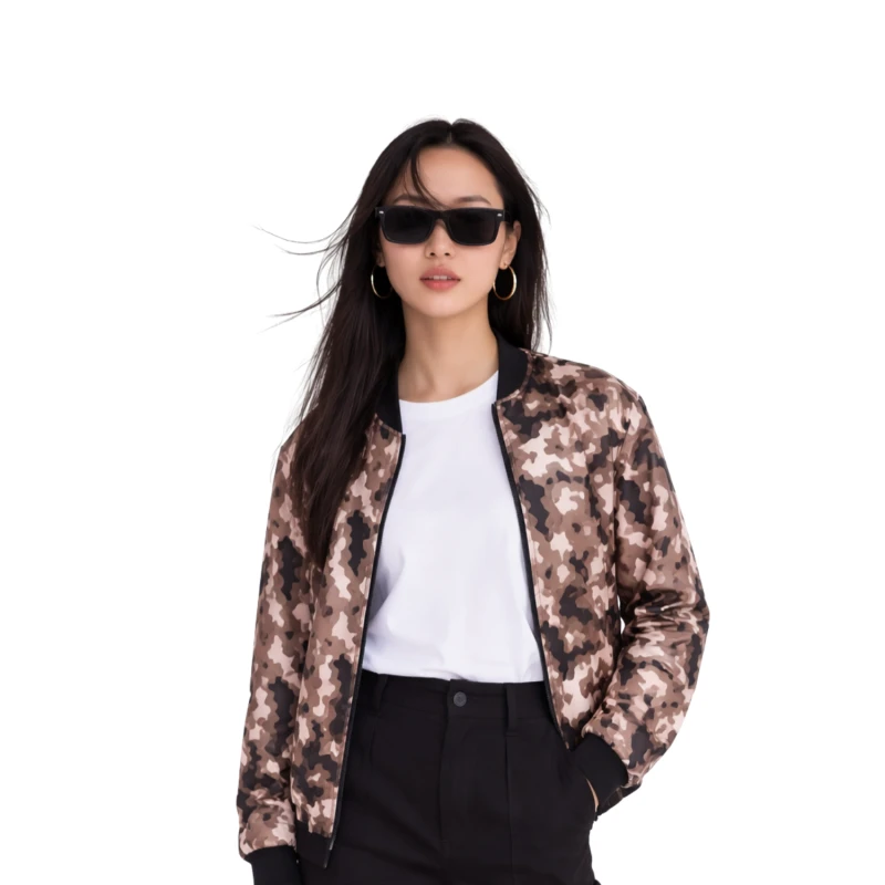 Bomber Wanita Casual Army Look Coklat