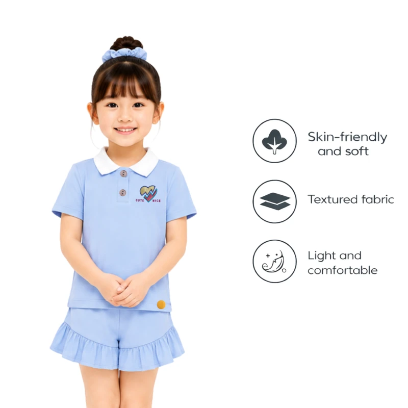 Setelan Anak Perempuan Biru Muda Cute Nice 3005