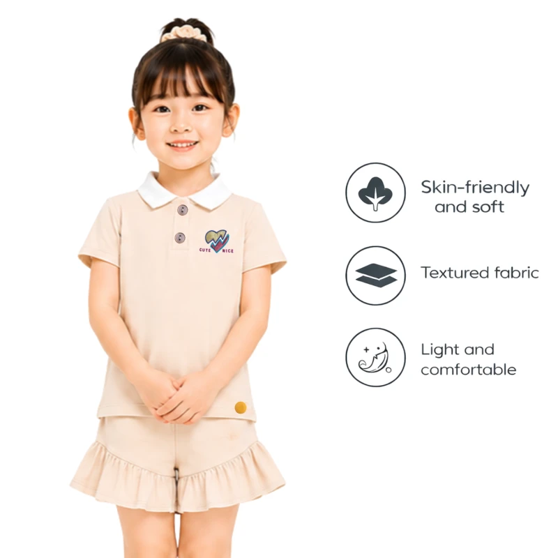 Setelan Anak Perempuan Cream Cute Nice 3005