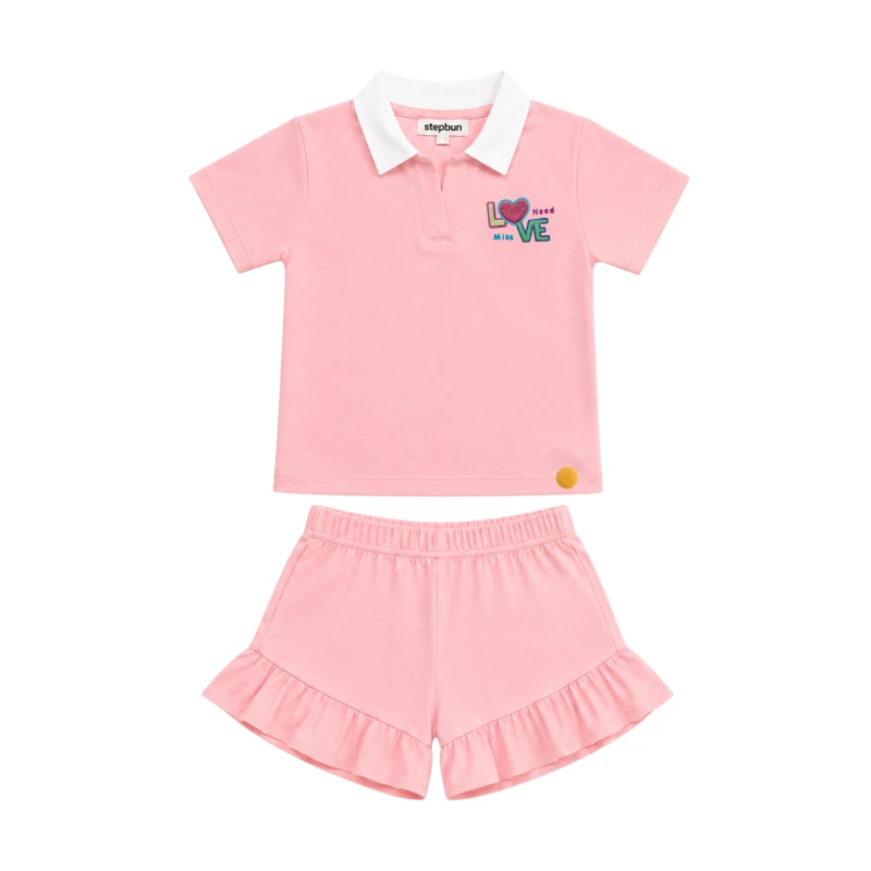 Setelan Anak Perempuan Peach Motif Love Need