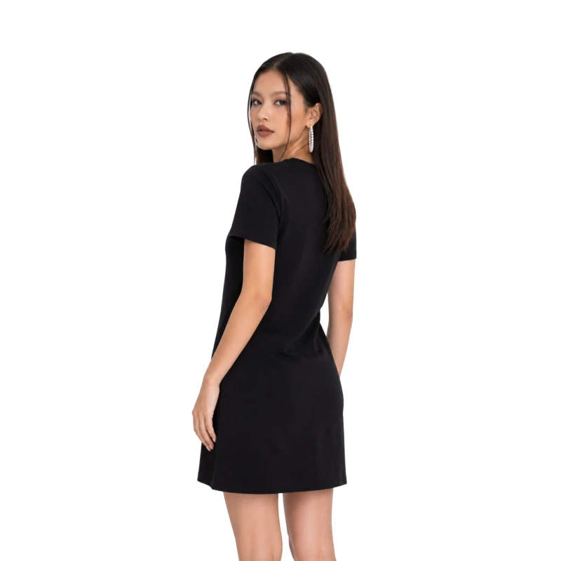Dress Wanita Hitam Lengan Pendek