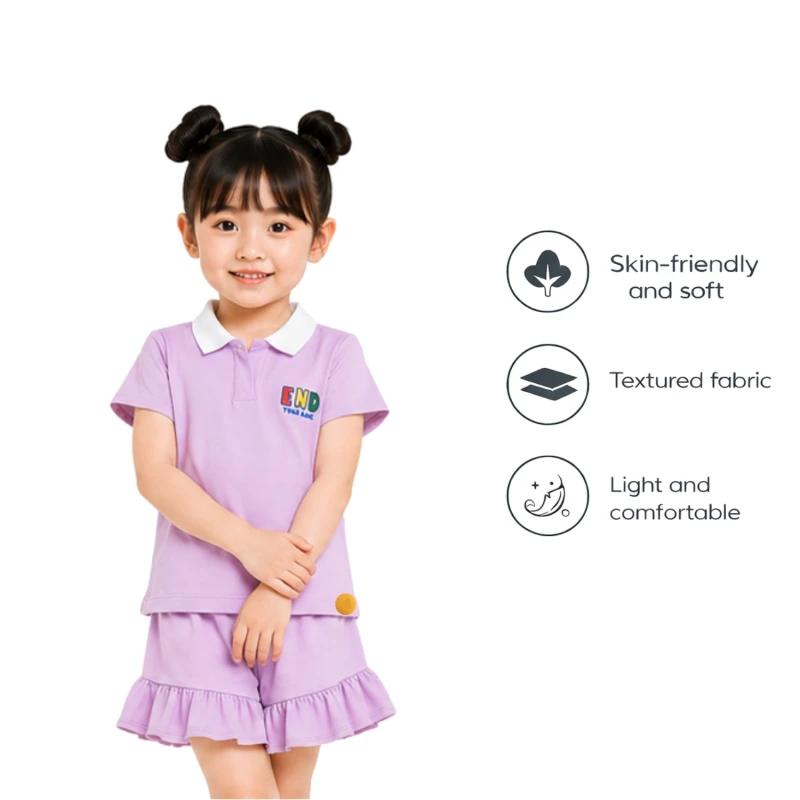 Setelan Anak Perempuan Lilac Motif End Your Game