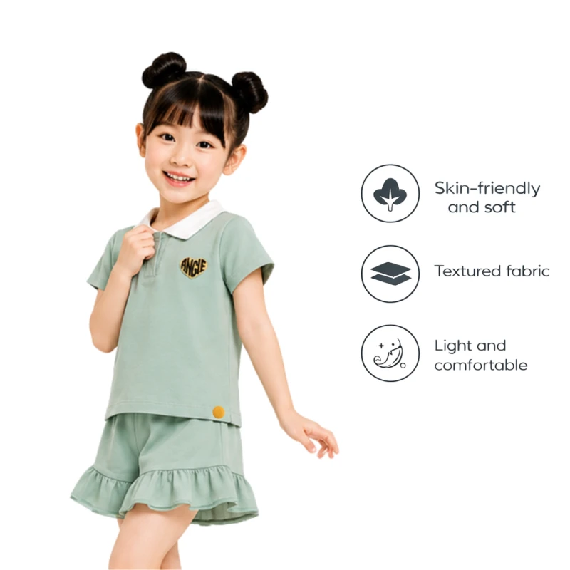 Setelan Anak Perempuan Sage Motif Angle