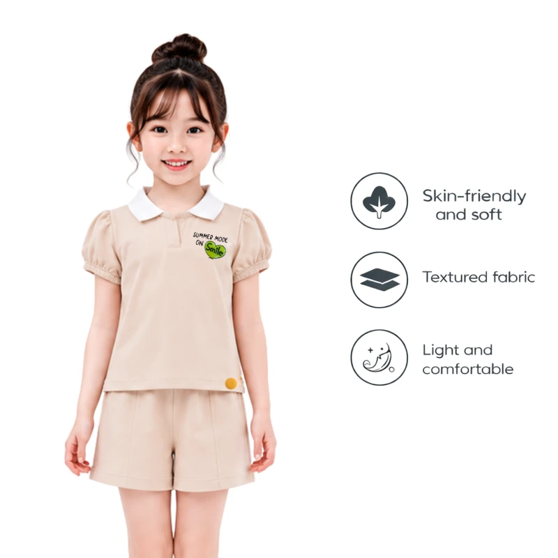 Setelan Anak Perempuan Cream Summer Mode 3004